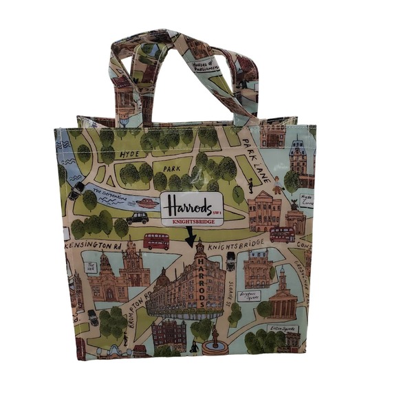 Harrods Bags Harrods Coated Pvc Canvas Shopper Tote Bag London Grid